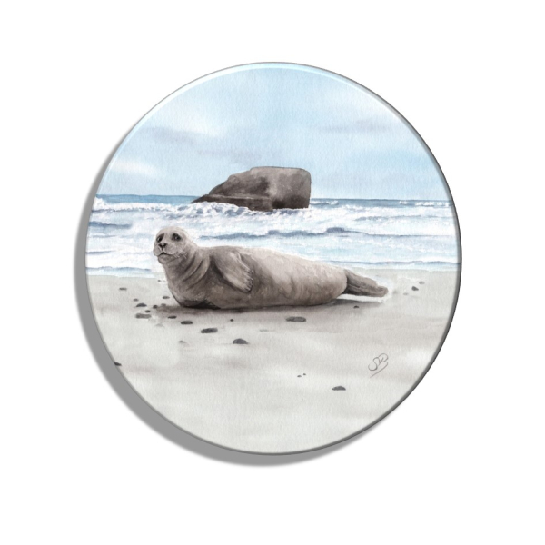 Untersetzer Glasuntersetzer rund 9,5 cm Robben am Strand - DK78A + DK78B